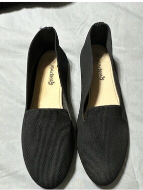 Madras Black Slip-On Knit Flats for Women